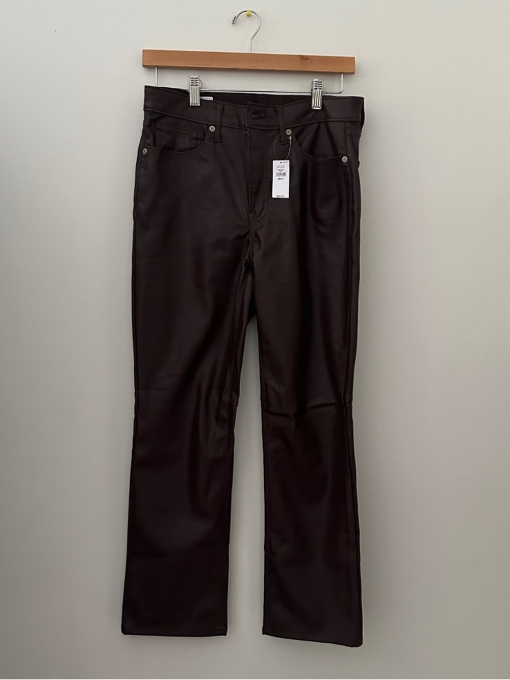 GAP Black Faux-Leather Flare Jeans